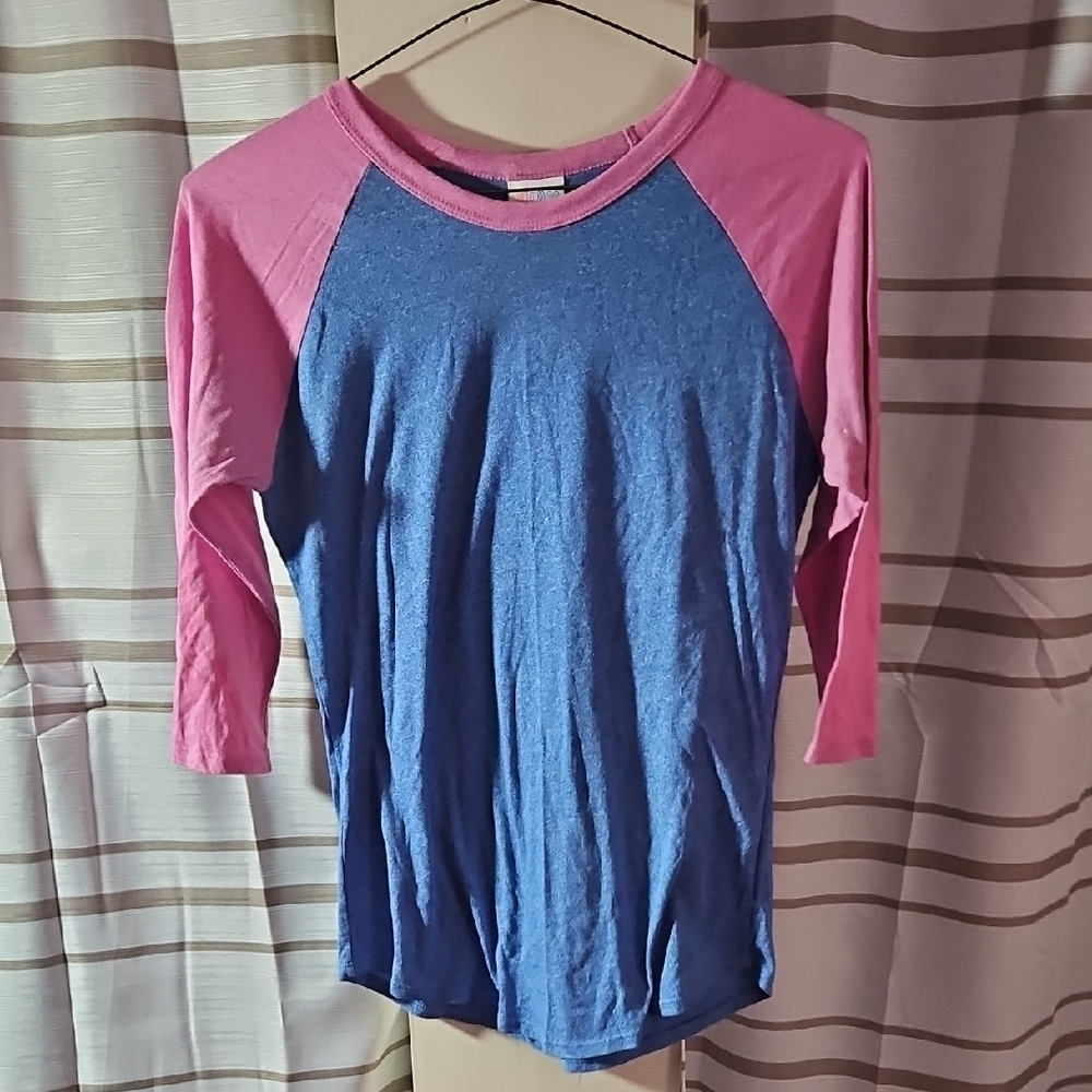 LuLaRoe Randy Pink and Blue Top